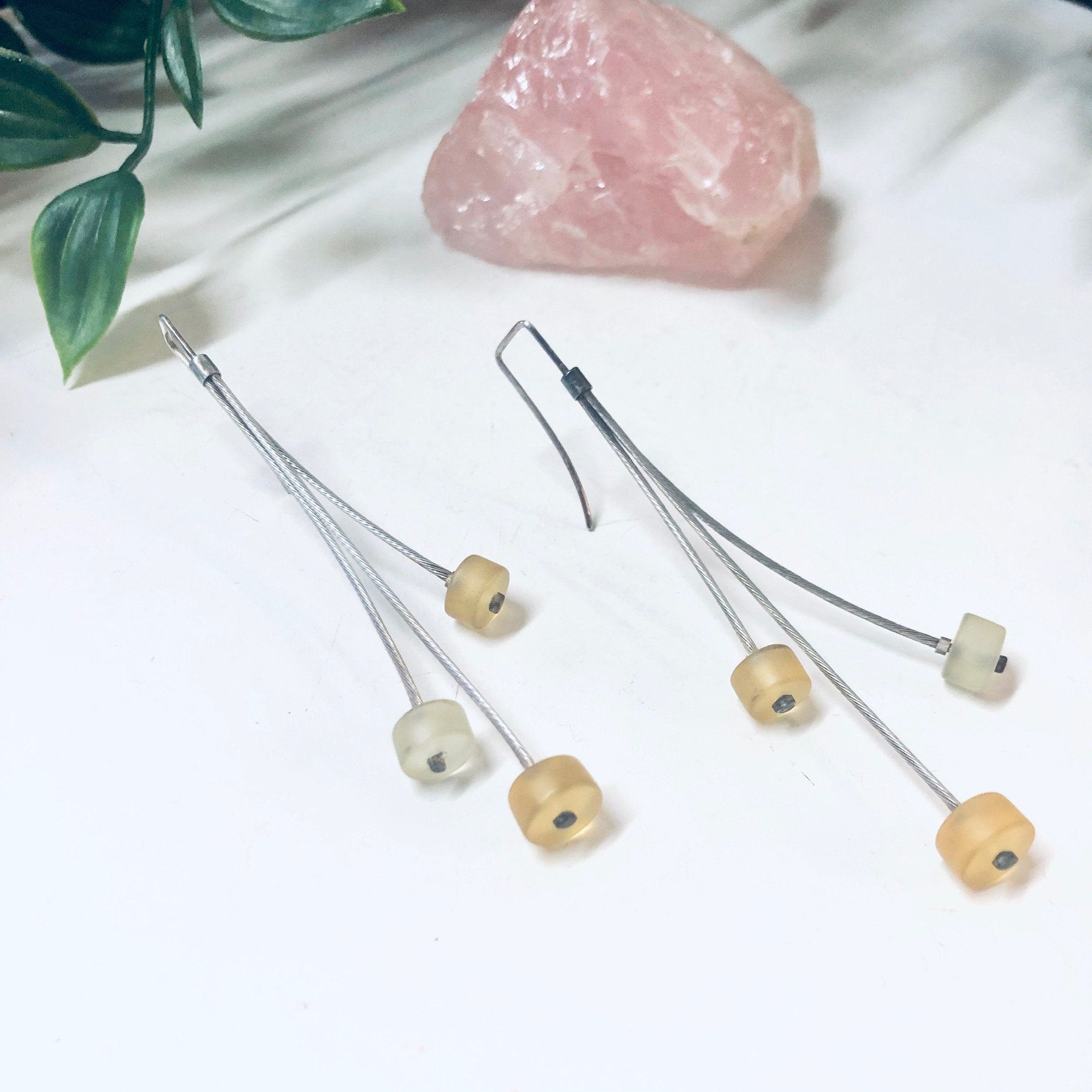 Vintage Earrings, Unique Jewelry, Statement Jewelry, Vintage Jewelry, Yellow Earrings, Long Earrings, Valentines Day Gift, Gift for Wife