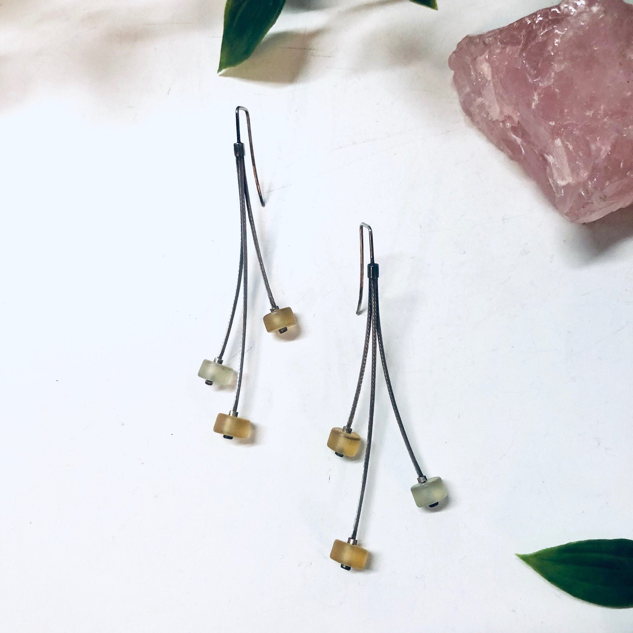 Vintage Earrings, Unique Jewelry, Statement Jewelry, Vintage Jewelry, Yellow Earrings, Long Earrings, Valentines Day Gift, Gift for Wife
