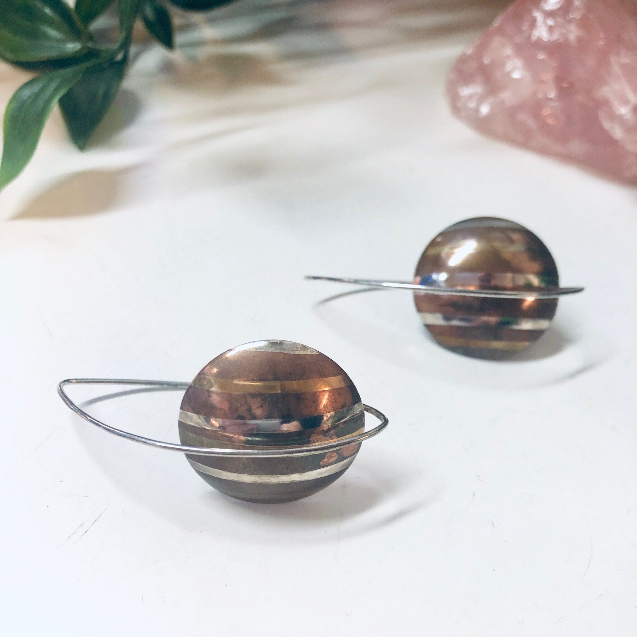 Vintage Earrings, Threader Earrings, Copper Earrings, Vintage Jewelry, Brass Jewelry, Unique Jewelry, Valentines Day Gift, Minimalist