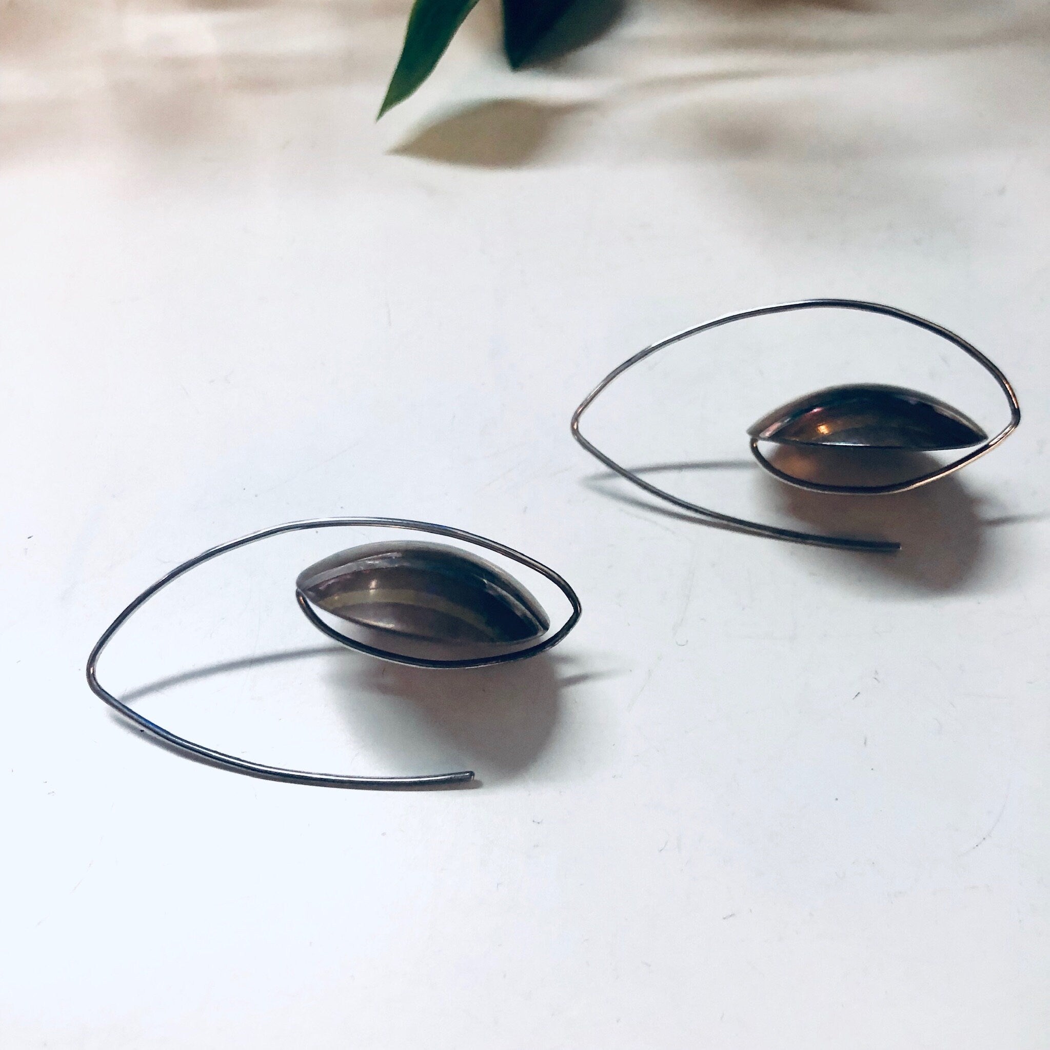 Vintage Earrings, Threader Earrings, Copper Earrings, Vintage Jewelry, Brass Jewelry, Unique Jewelry, Valentines Day Gift, Minimalist