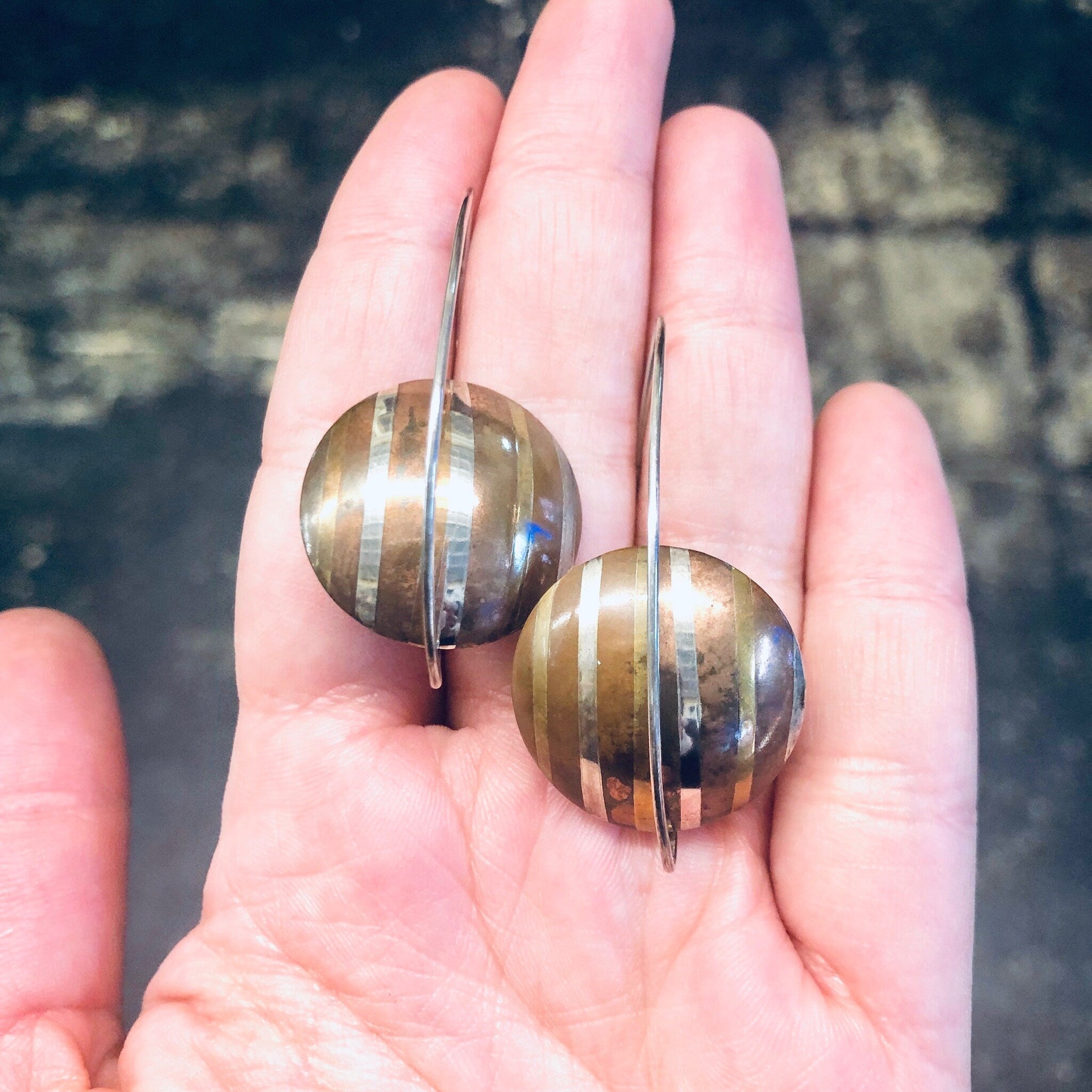 Vintage Earrings, Threader Earrings, Copper Earrings, Vintage Jewelry, Brass Jewelry, Unique Jewelry, Valentines Day Gift, Minimalist