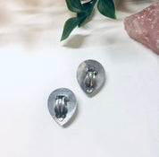 Vintage Clip On Earrings with Azurite Malachite Stones, Silver Clip On Earrings, Arctic Opal Jewelry, Teardrop Shaped Earrings, Blue, Green