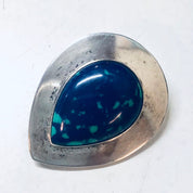 Vintage Clip On Earrings with Azurite Malachite Stones, Silver Clip On Earrings, Arctic Opal Jewelry, Teardrop Shaped Earrings, Blue, Green