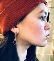 Gold Toned Earrings with Dark Red Stones, Vintage Earrings, Costume Jewelry, Dangle Earrings, Valentines Day Gift, Pierced Ears, Gold, Red