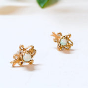 Vintage Gold Earrings, 14K Yellow Gold, 14 Karat Gold, Opal Earrings, Post Earrings, Stud Earrings, October Birthstone, Valentines Day Gift