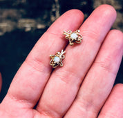 Vintage Gold Earrings, 14K Yellow Gold, 14 Karat Gold, Opal Earrings, Post Earrings, Stud Earrings, October Birthstone, Valentines Day Gift