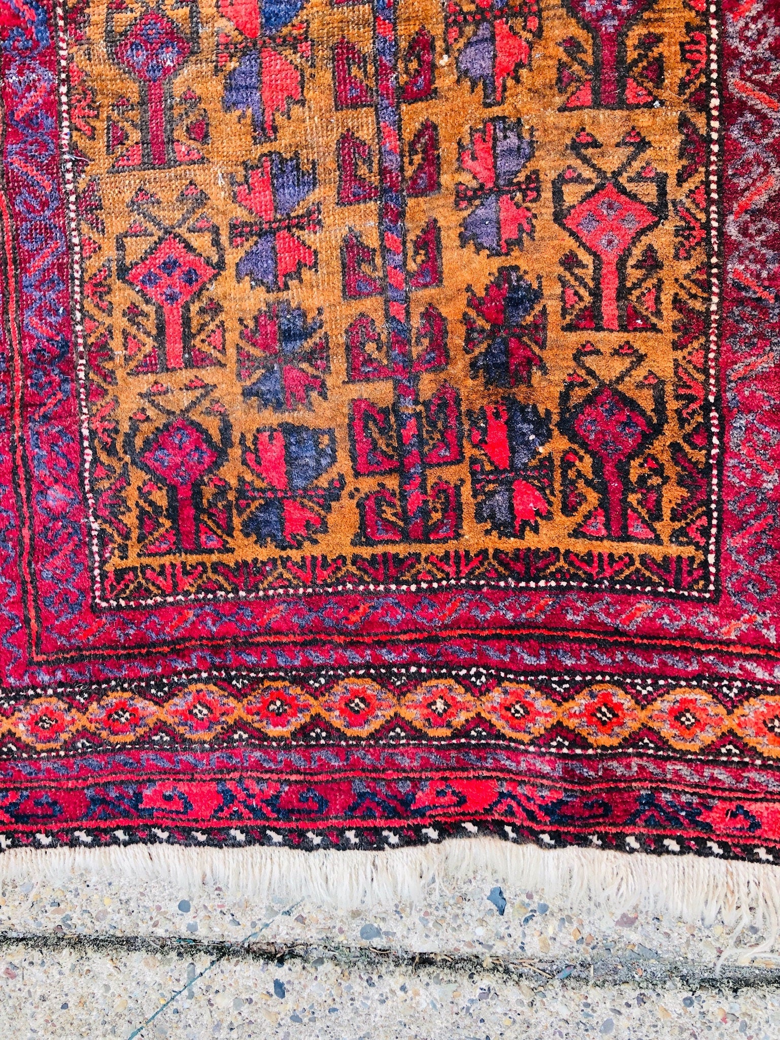 Antique Rug, Hand Woven Rug, Persian Rug, Middle Eastern Rug, Handmade Rug, Bright Home Decor, Red, Orange, Yellow, Blue, Small Rug,