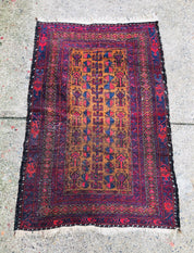 Antique Rug, Hand Woven Rug, Persian Rug, Middle Eastern Rug, Handmade Rug, Bright Home Decor, Red, Orange, Yellow, Blue, Small Rug,
