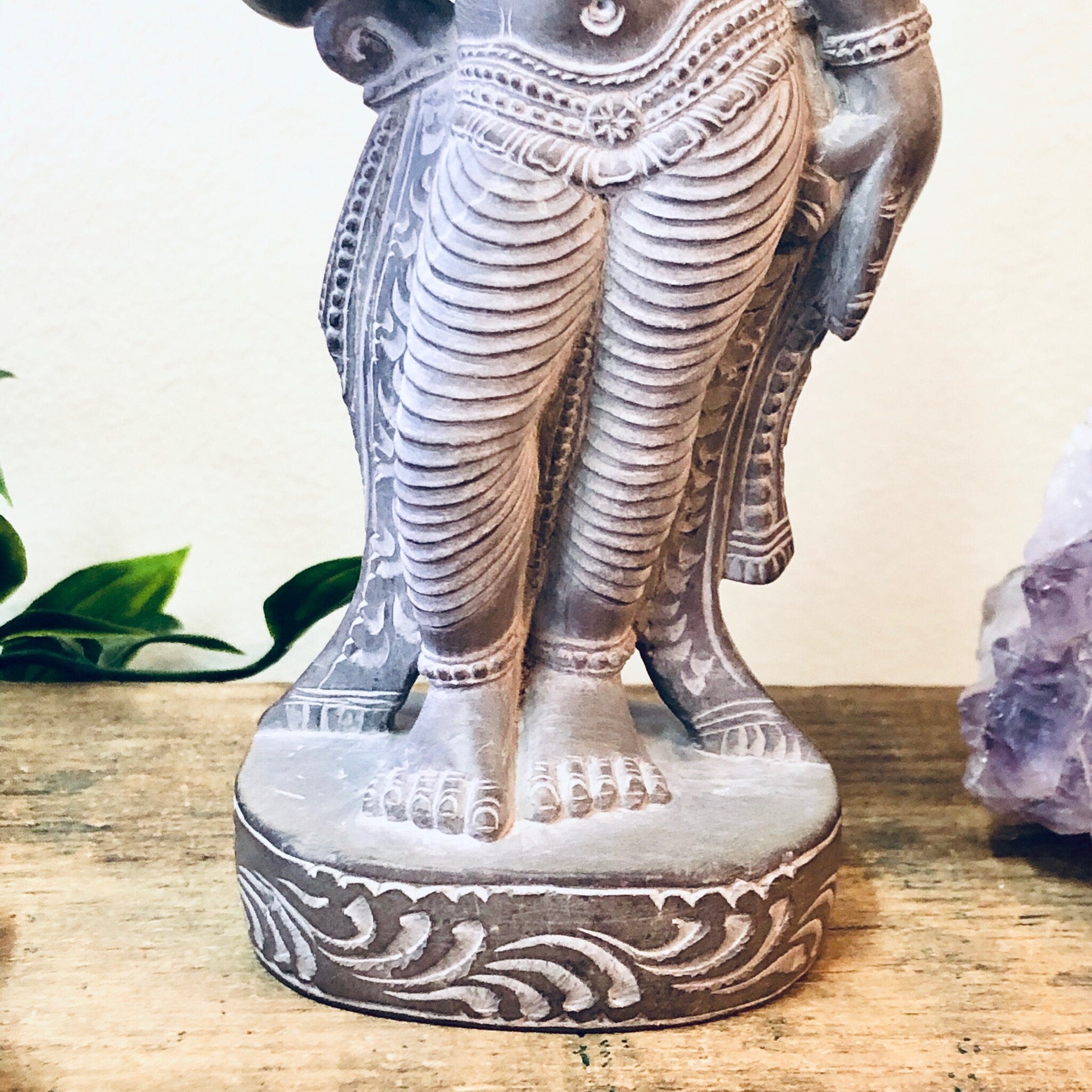 Dancing Goddess Statue, Vintage Home Decor, Pewter Toned Statue, Vintage Figurine, Small Figurine, Dancing Lady, Etched Statue, Stone Carve