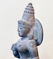 Dancing Goddess Statue, Vintage Home Decor, Pewter Toned Statue, Vintage Figurine, Small Figurine, Dancing Lady, Etched Statue, Stone Carve