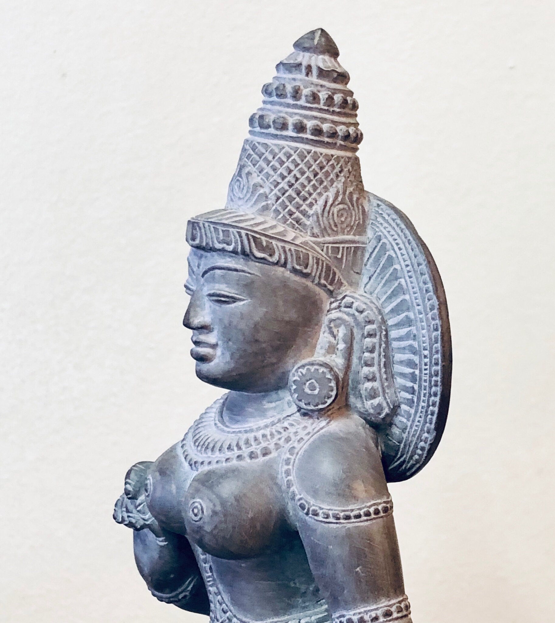 Dancing Goddess Statue, Vintage Home Decor, Pewter Toned Statue, Vintage Figurine, Small Figurine, Dancing Lady, Etched Statue, Stone Carve