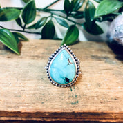 Vintage Silver Ring with Turquoise Stone, Teardrop Shaped Ring, Ornate Jewelry, Vintage Jewelry, Blue, Turquoise, Valentines Day Gift, 925