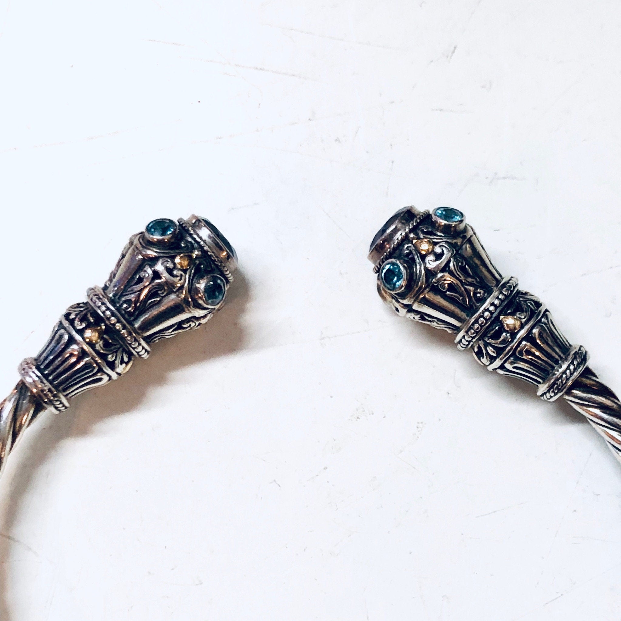 Vintage Silver Bracelet, Vintage Jewelry, Amethyst Bracelet, Unique Jewelry, Valentines Day Gift, 14 K Gold, Blue Stones, Cuff Bracelet