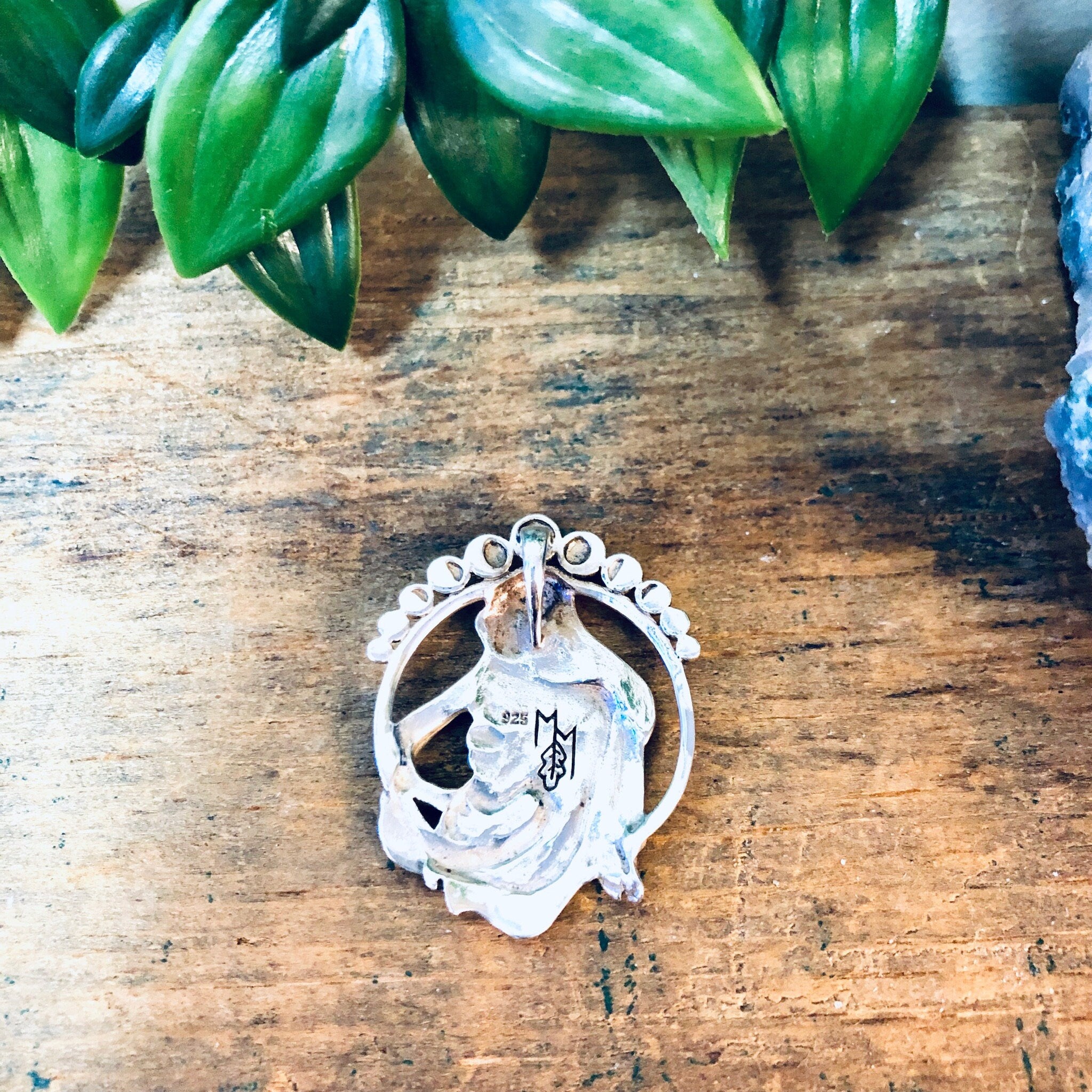 Vintage Silver Pendant, Witch Pendant, Sterling Silver, Vintage Jewelry, Goth Jewelry, Gothic Style, Moon Jewelry, Moon Phase Pendant