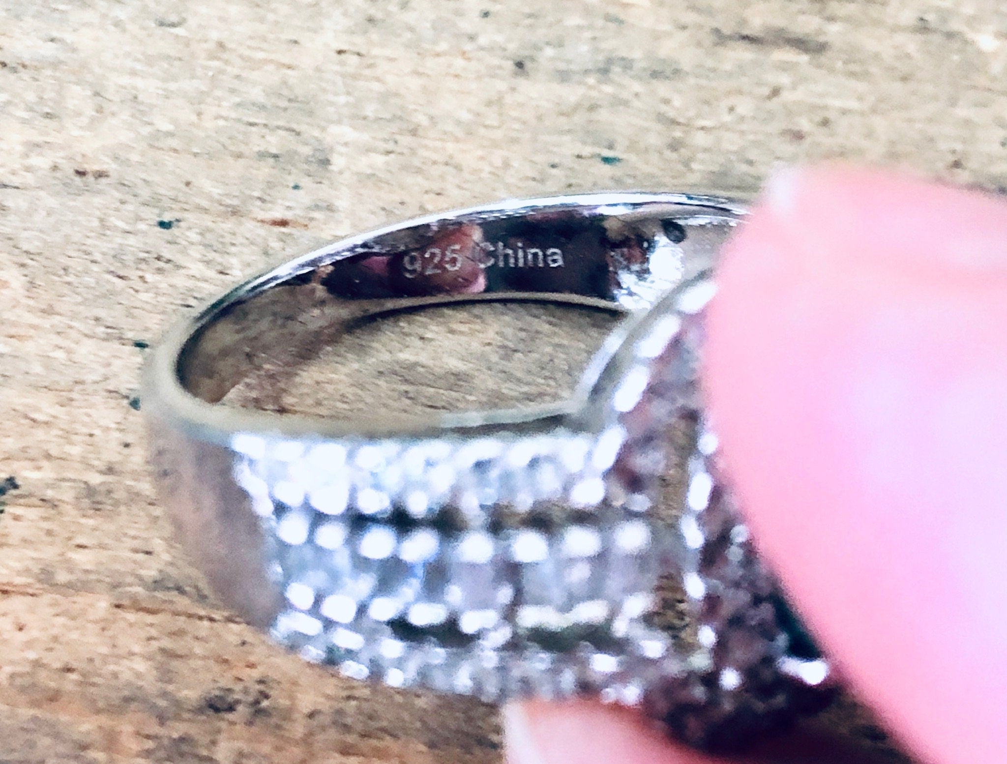 Vintage Silver Ring, Green Stone, Opalescent Stone, Faux Diamond Ring, Statement Jewelry, Vintage Jewelry, Green and Silver, Sparkly Ring