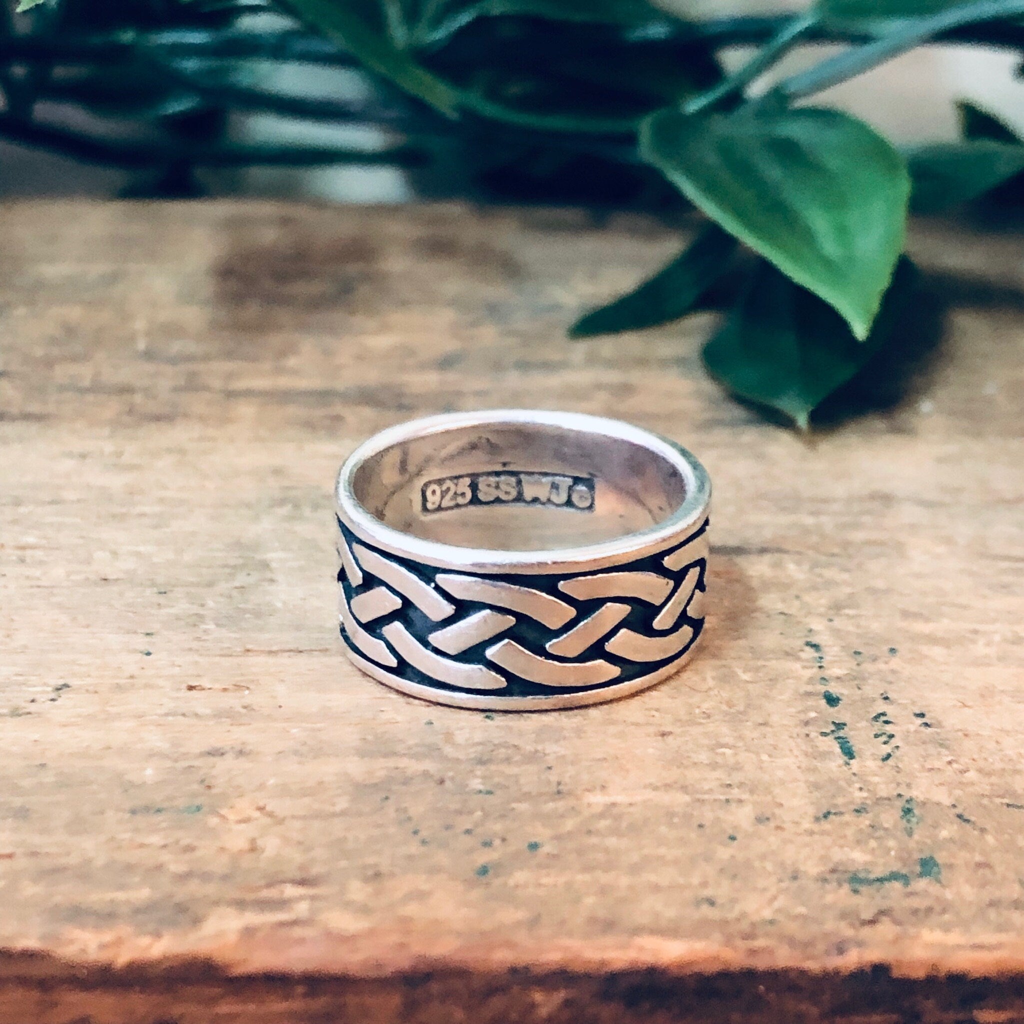 Vintage Silver Ring, Tribal Design Ring, 925 Ring, Thick Band Ring, Vintage Jewelry, Simple Jewelry, Statement Piece, Braid Design Ring,