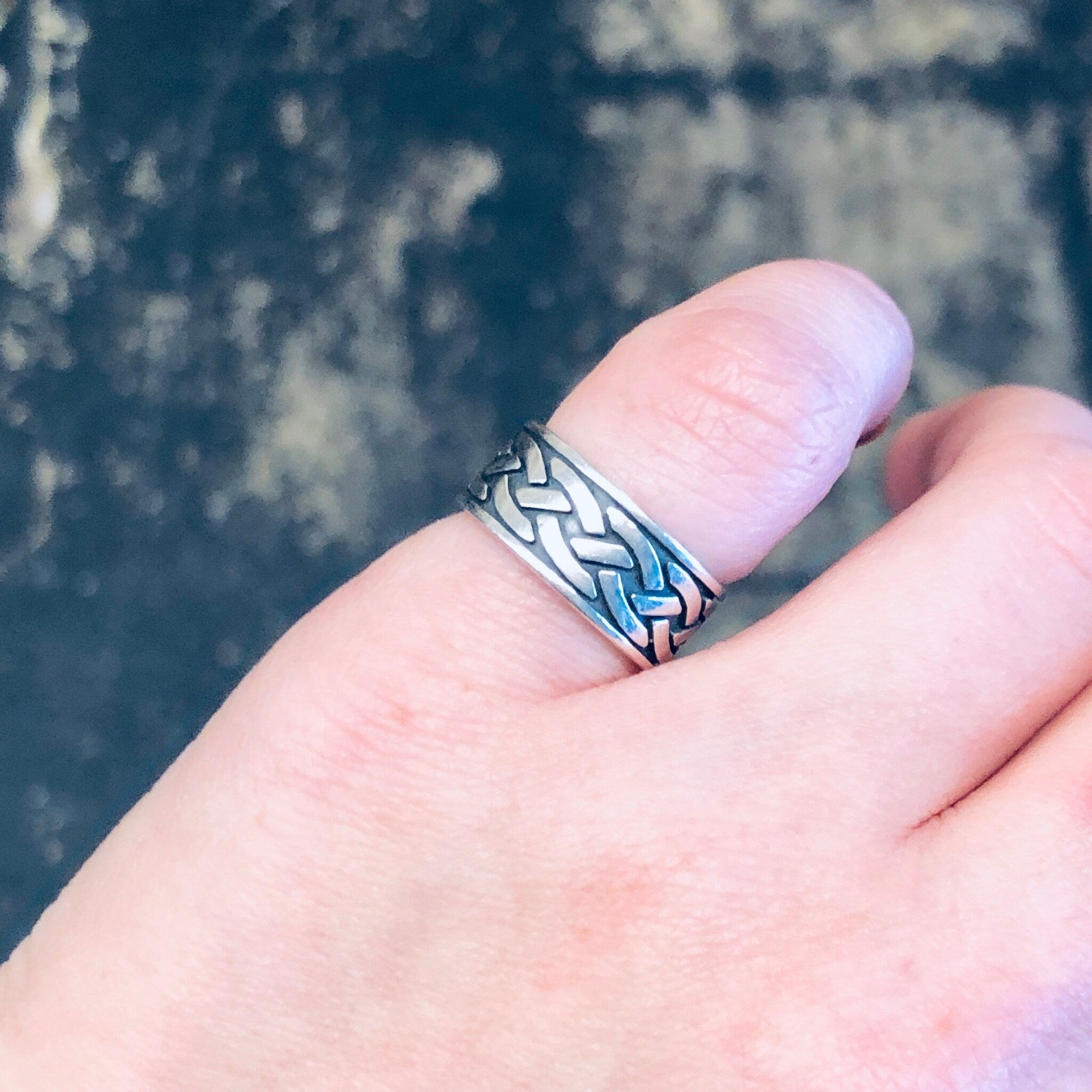 Vintage Silver Ring, Tribal Design Ring, 925 Ring, Thick Band Ring, Vintage Jewelry, Simple Jewelry, Statement Piece, Braid Design Ring,