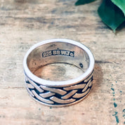 Vintage Silver Ring, Tribal Design Ring, 925 Ring, Thick Band Ring, Vintage Jewelry, Simple Jewelry, Statement Piece, Braid Design Ring,