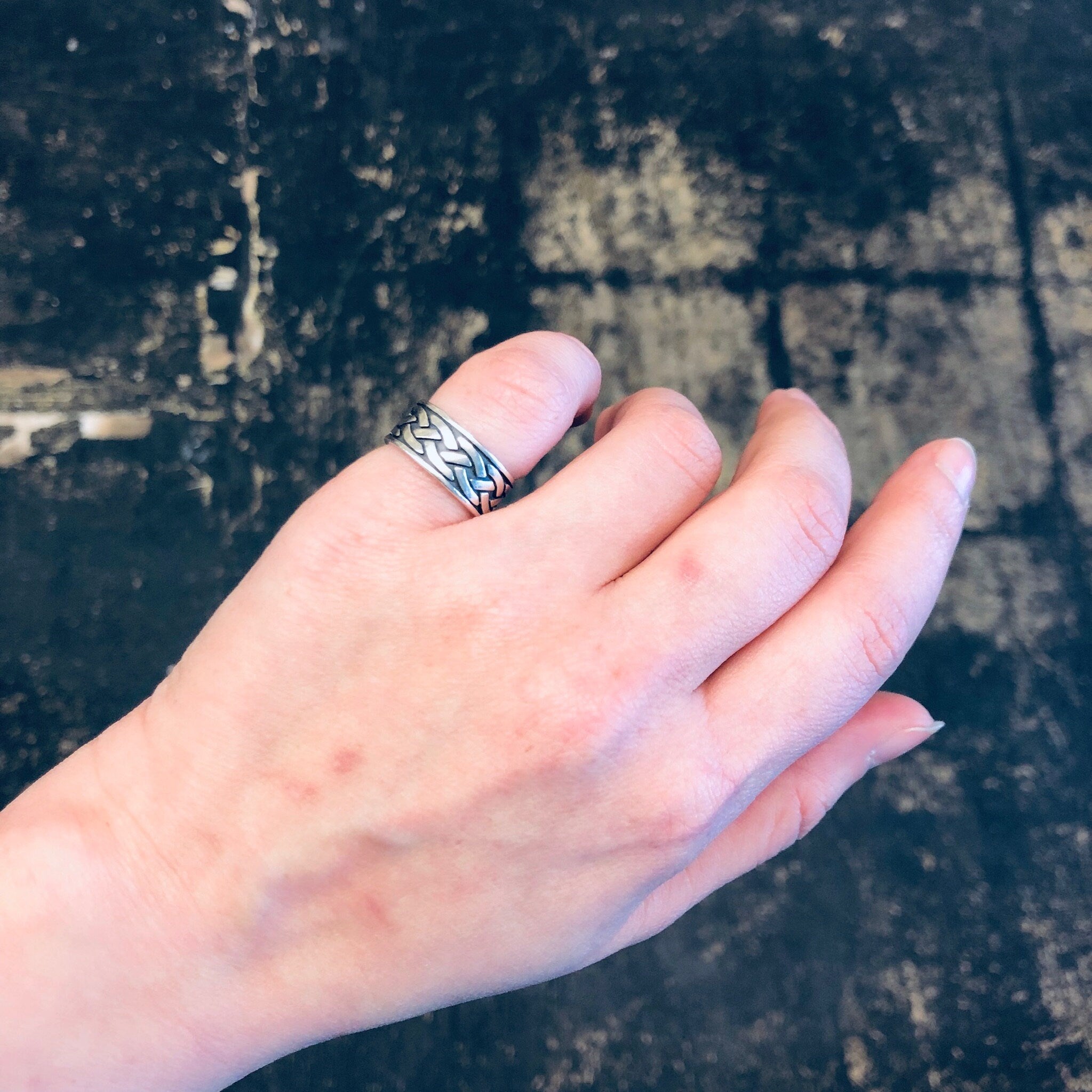 Vintage Silver Ring, Tribal Design Ring, 925 Ring, Thick Band Ring, Vintage Jewelry, Simple Jewelry, Statement Piece, Braid Design Ring,