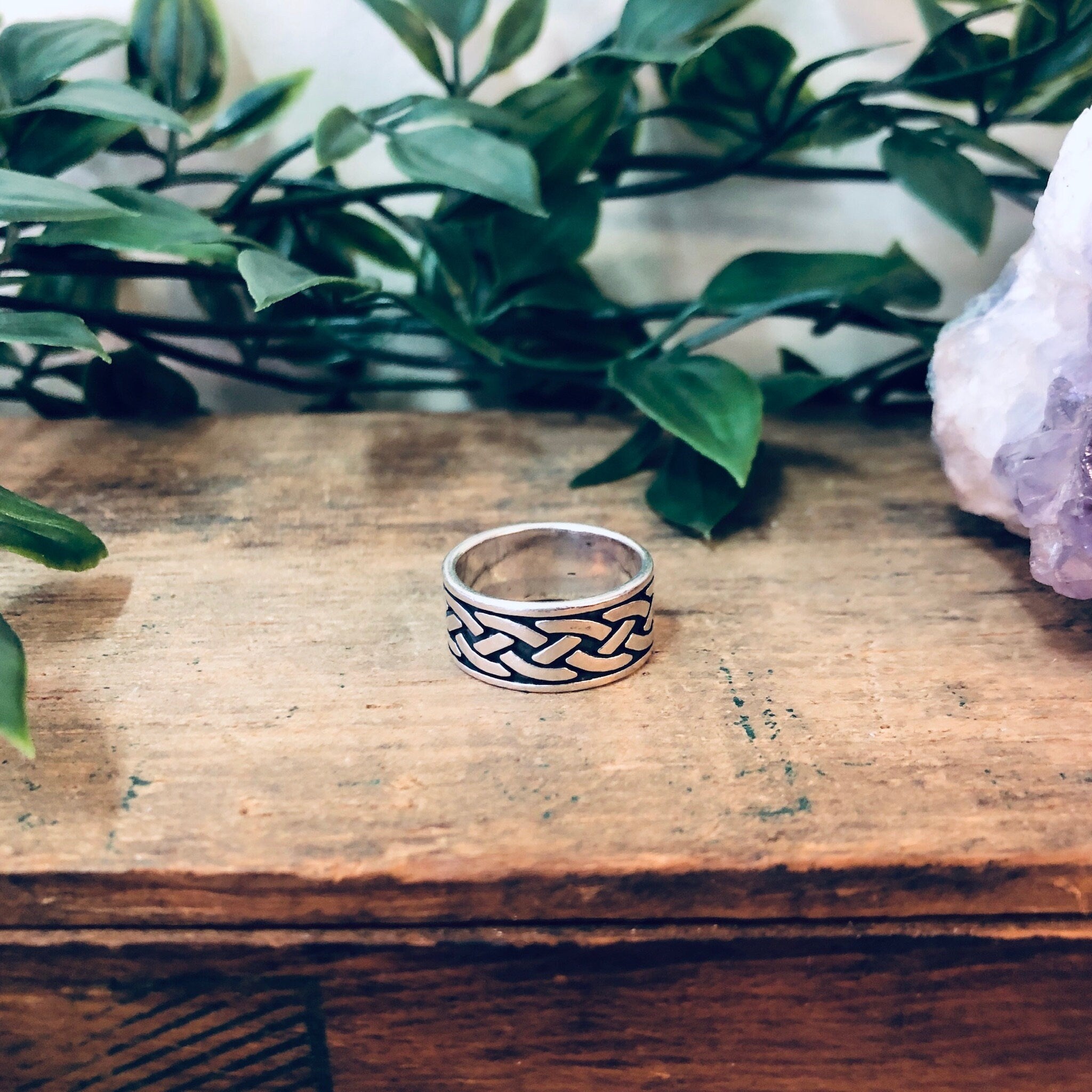 Vintage Silver Ring, Tribal Design Ring, 925 Ring, Thick Band Ring, Vintage Jewelry, Simple Jewelry, Statement Piece, Braid Design Ring,