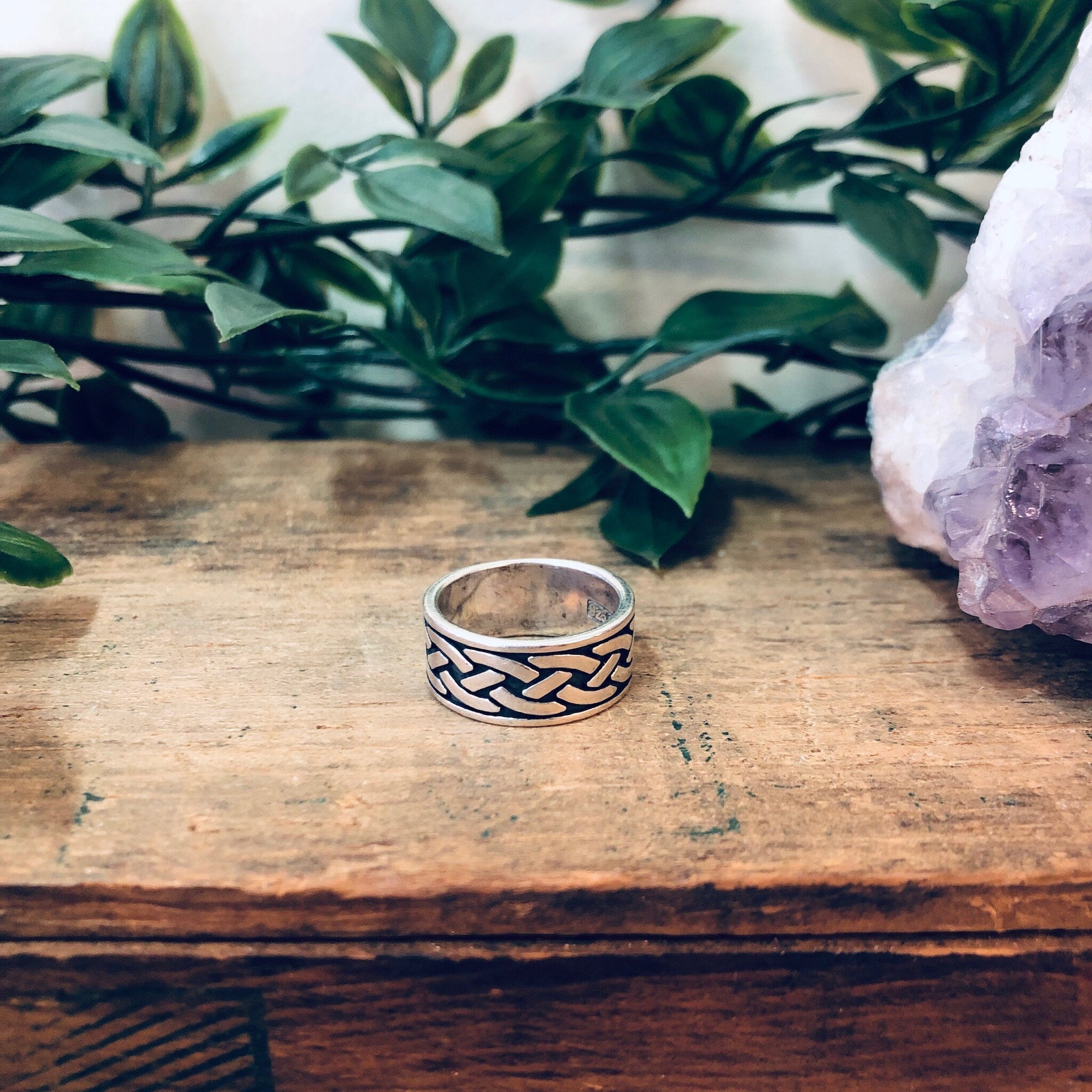 Vintage Silver Ring, Tribal Design Ring, 925 Ring, Thick Band Ring, Vintage Jewelry, Simple Jewelry, Statement Piece, Braid Design Ring,