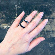 Vintage Silver Ring, Onyx Jewelry, Simple Ring, Band Ring, 925 Ring, Black and Silver, Geometric Jewelry, Vintage Jewelry, Everyday Jewelry