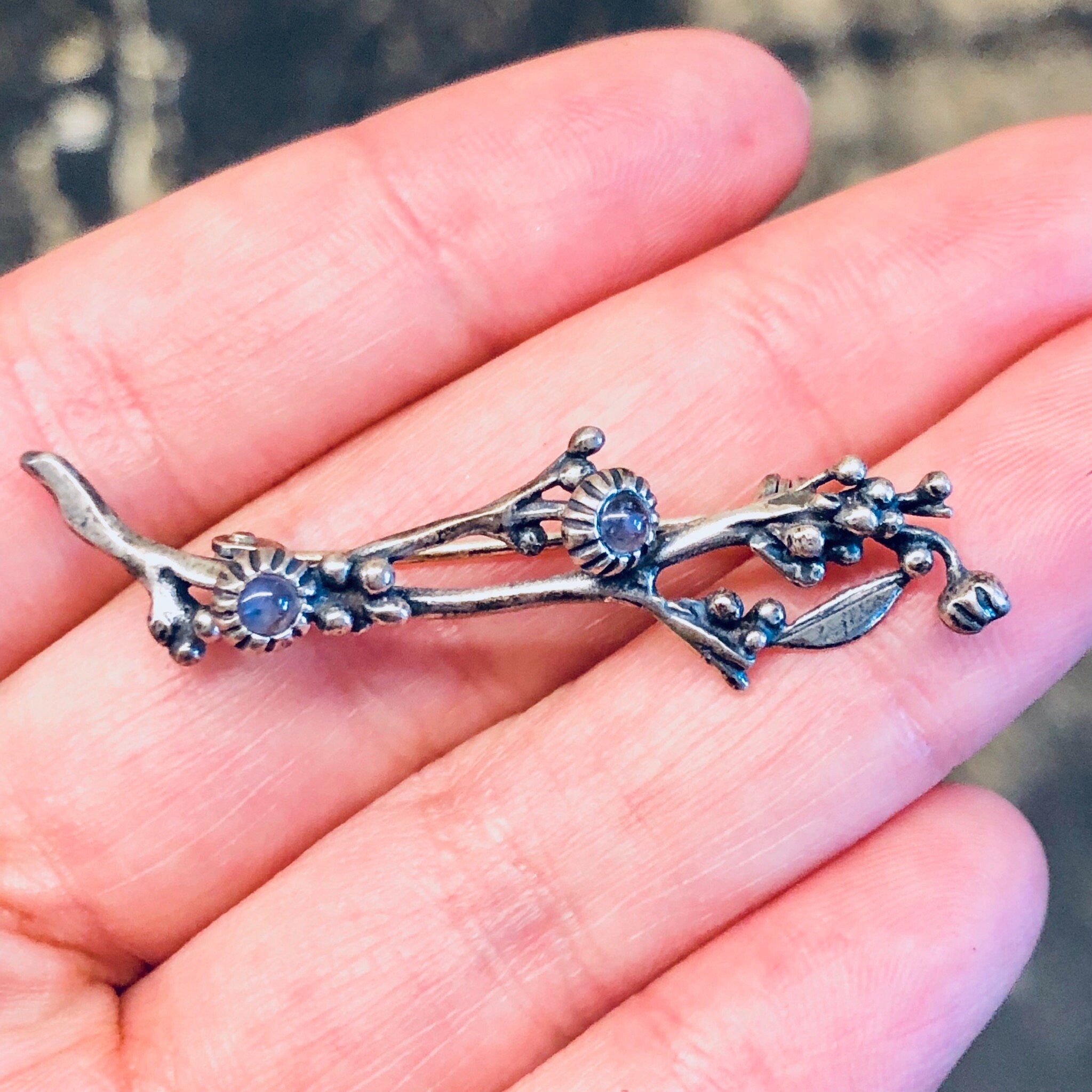 Vintage Brooch, Floral Brooch, Vintage Pin, Vintage Jewelry, Flower Jewelry, Pink Stone, Pearlescent Stone, Flower Branch, Cute Pin, Pink