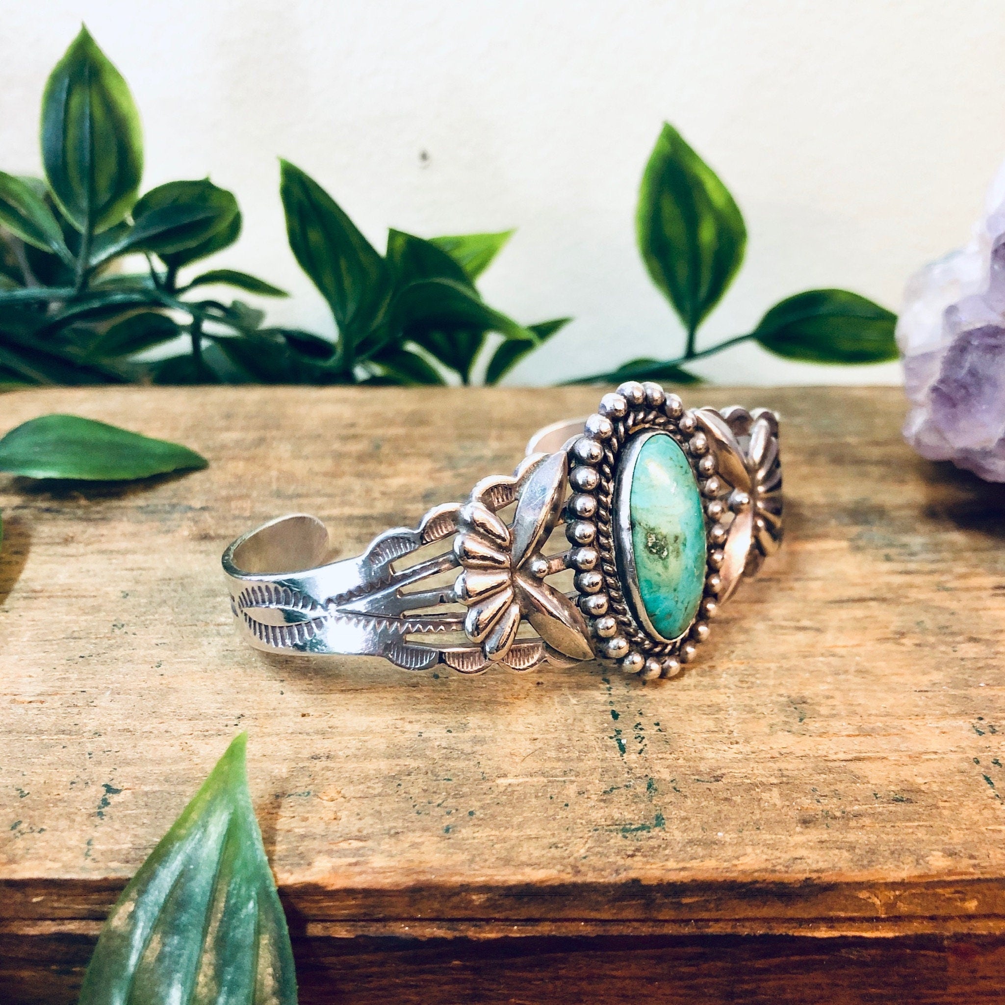 Vintage Turquoise Cuff, Vintage Silver Cuff, Silver Bracelet, Turquoise Stone, Stamped Silver, Vintage Jewelry, Valentines Day Gift, Blue