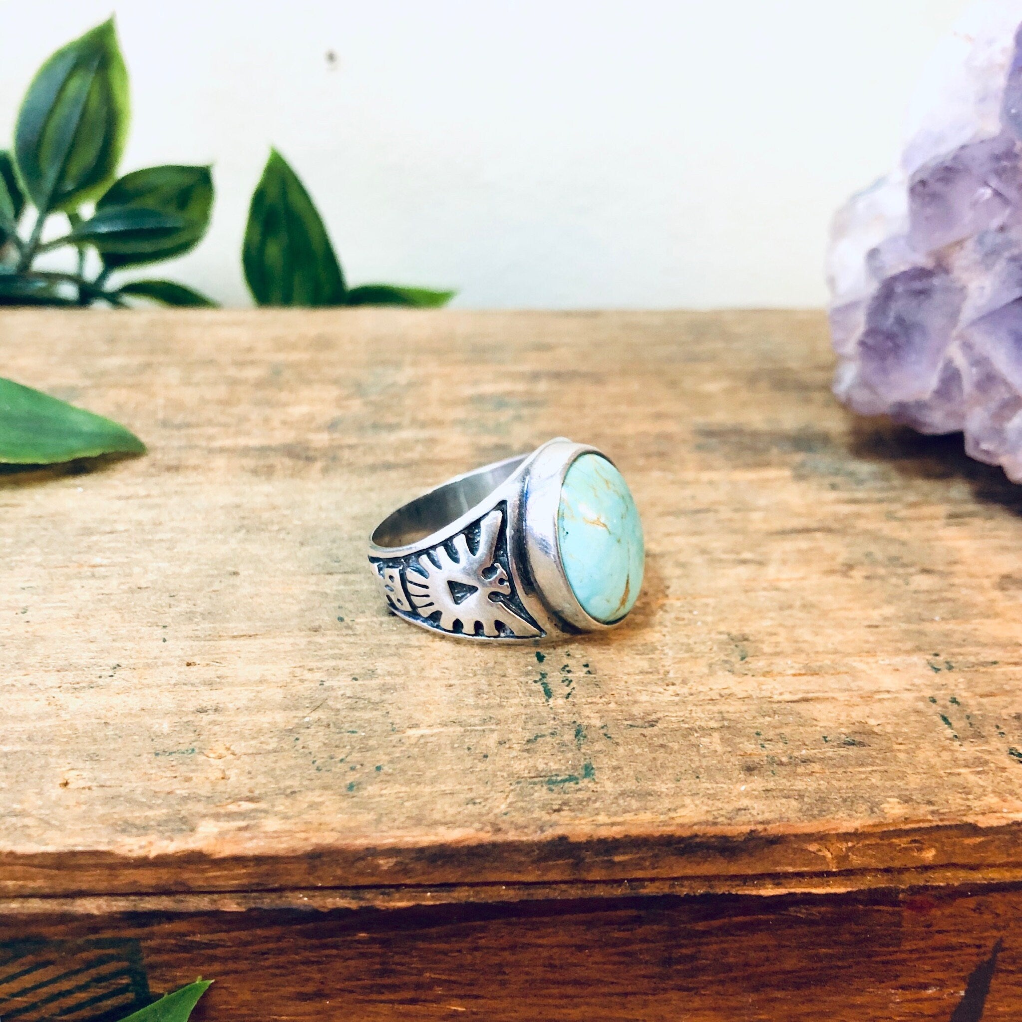 Vintage Turquoise Ring, Vintage Silver Ring, Vintage Jewelry, Turquoise Jewelry, Statement Ring, Bird Ring, Valentines Day Gift, Blue Ring