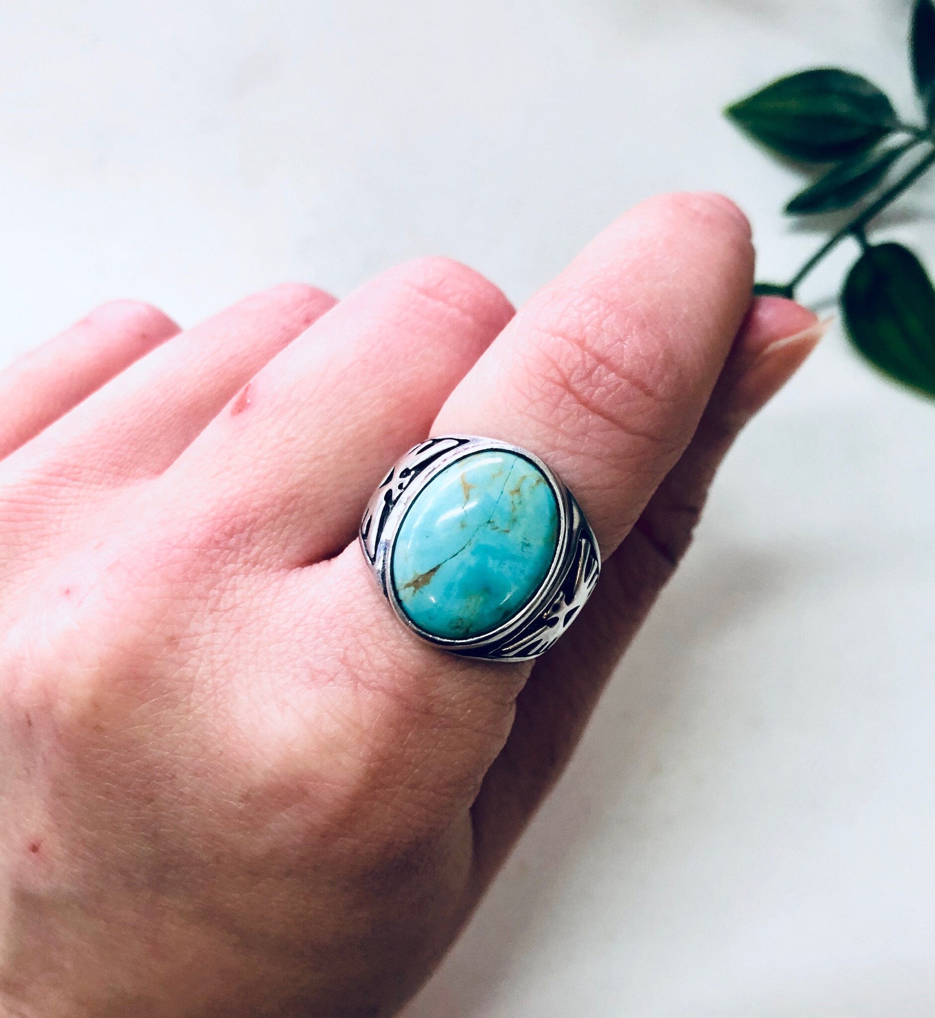 Vintage Turquoise Ring, Vintage Silver Ring, Vintage Jewelry, Turquoise Jewelry, Statement Ring, Bird Ring, Valentines Day Gift, Blue Ring