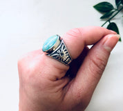 Vintage Turquoise Ring, Vintage Silver Ring, Vintage Jewelry, Turquoise Jewelry, Statement Ring, Bird Ring, Valentines Day Gift, Blue Ring
