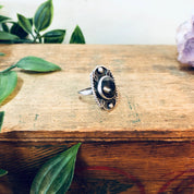 Vintage Hematite Ring, Vintage Silver Ring, Hematite Jewelry, Black and Silver, Valentines Day Gift, Vintage Jewelry, Boho Style, Bohemian