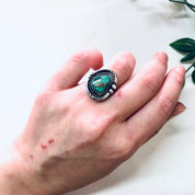 Vintage Turquoise Ring, Vintage Silver Ring, Vintage Jewelry, Green Turquoise, Southwestern Ring, Boho Jewelry, Bohemian Style, 925, Green