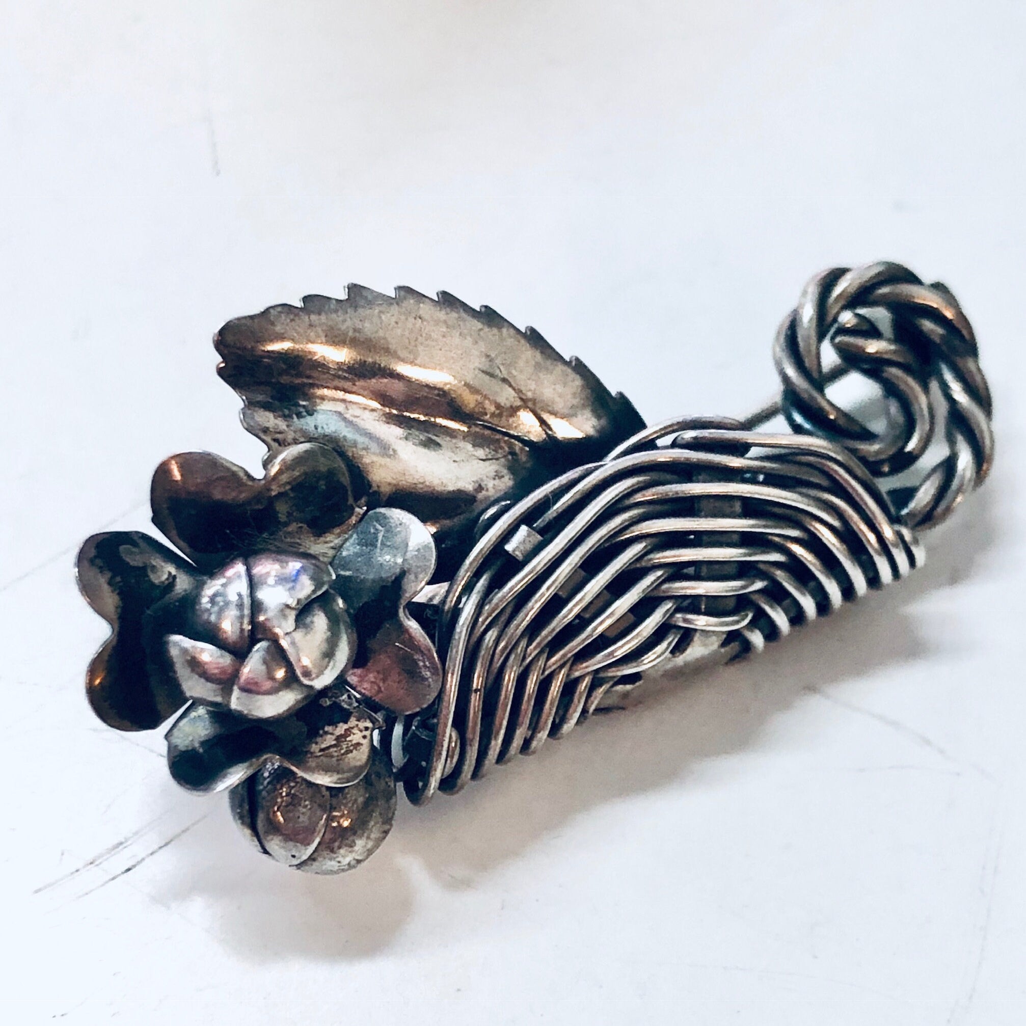 Vintage Floral Brooch, Silver Brooch, Vintage Pin, Vintage Jewelry, Flower Pin, Unique Jewelry, Valentines Day Gift, Handmade Silver, 925