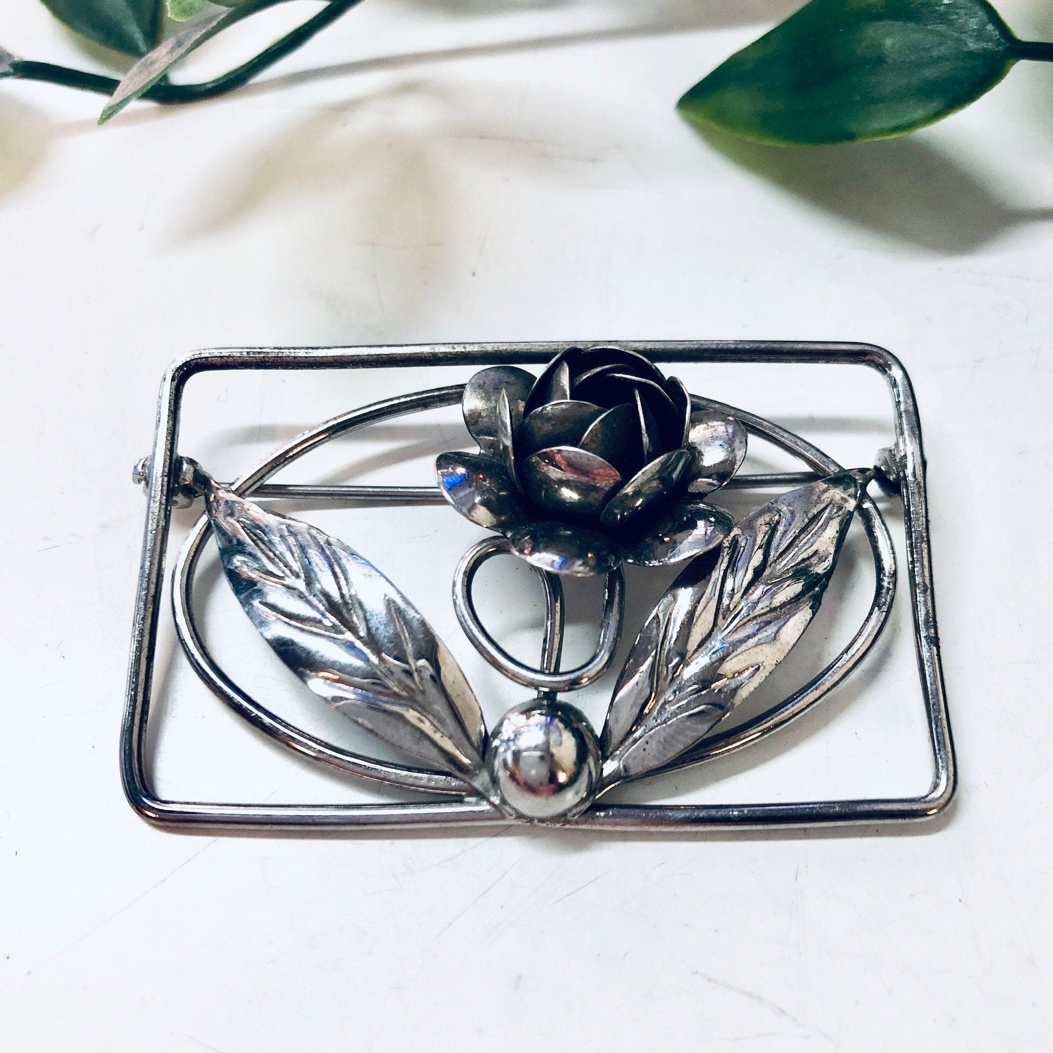 Flower Brooch, Vintage Brooch, Silver Brooch, Vintage Pin, Cut out Brooch, Flower Jewelry, Vintage Jewelry, Valentines Day Gift, Silver Pin