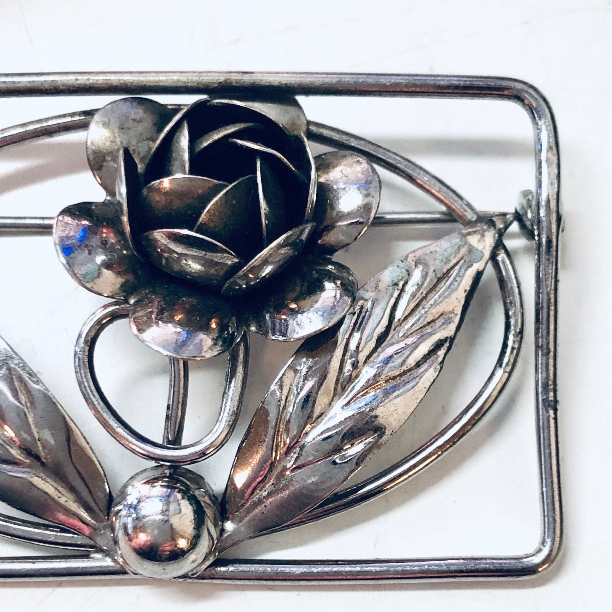 Flower Brooch, Vintage Brooch, Silver Brooch, Vintage Pin, Cut out Brooch, Flower Jewelry, Vintage Jewelry, Valentines Day Gift, Silver Pin