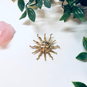 Vintage Brooch, Sun Brooch, Smiling Sun Pin, Gold Toned Brooch, Vintage Jewelry, Sun Jewelry, Gold Sun, Large Pin, Unique Jewelry, Sun Face