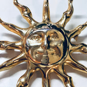 Vintage Brooch, Sun Brooch, Smiling Sun Pin, Gold Toned Brooch, Vintage Jewelry, Sun Jewelry, Gold Sun, Large Pin, Unique Jewelry, Sun Face