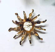Vintage Brooch, Sun Brooch, Smiling Sun Pin, Gold Toned Brooch, Vintage Jewelry, Sun Jewelry, Gold Sun, Large Pin, Unique Jewelry, Sun Face