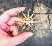 Vintage Brooch, Sun Brooch, Smiling Sun Pin, Gold Toned Brooch, Vintage Jewelry, Sun Jewelry, Gold Sun, Large Pin, Unique Jewelry, Sun Face
