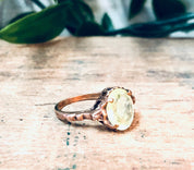 Vintage Gold Ring, 10K Gold, 10 Karat Gold, Light Green Stone, Green and Gold, Vintage Jewelry, Engagement Ring, Ring for Wedding, Size 6