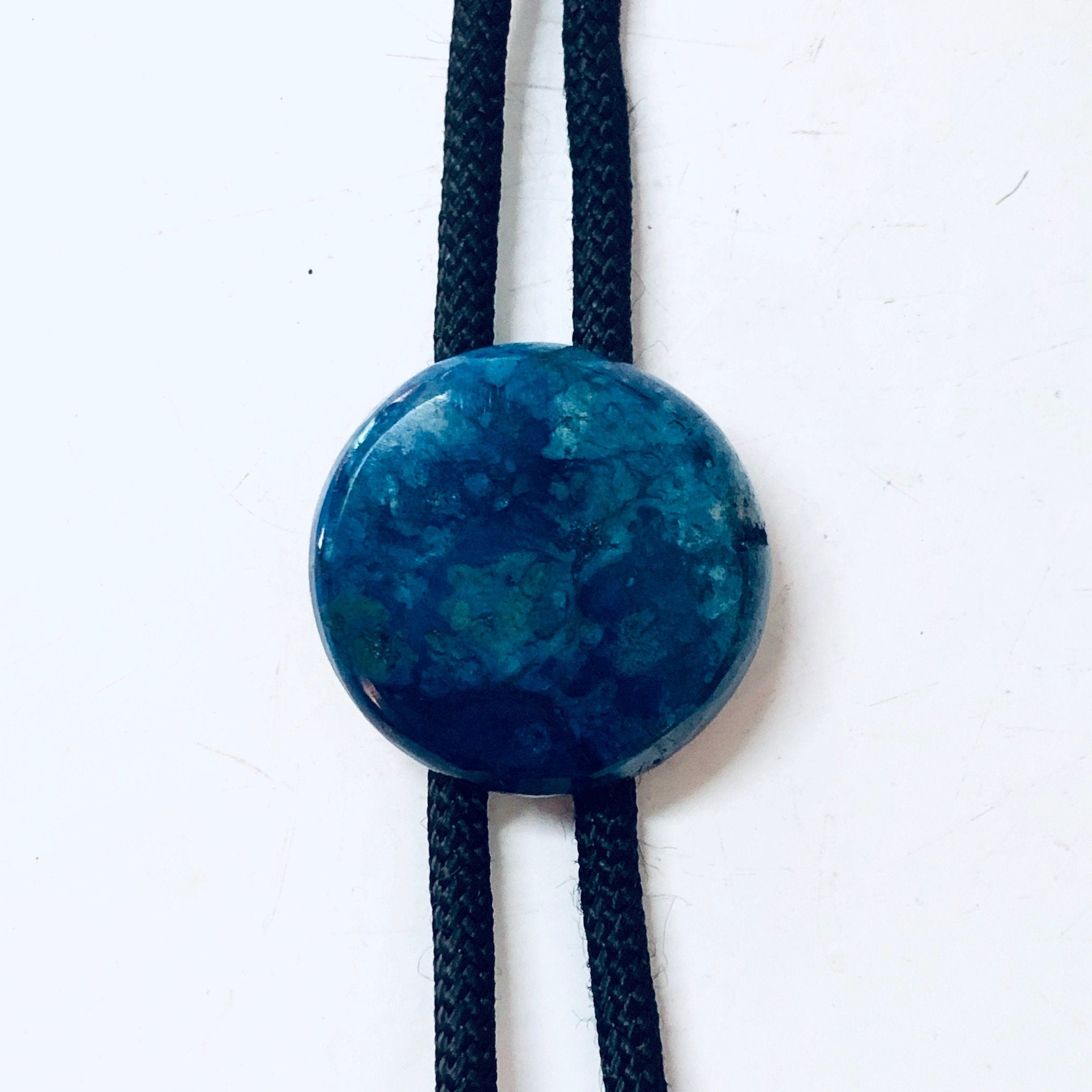 Vintage Bolo Tie, Vintage Jewelry, Bolo Tie, Rope Tie, Blue Stone, Adjustable Tie, Gold Accents, Unique Jewelry, Valentines Day Gift, Blue