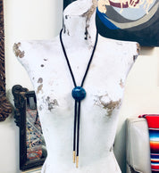 Vintage Bolo Tie, Vintage Jewelry, Bolo Tie, Rope Tie, Blue Stone, Adjustable Tie, Gold Accents, Unique Jewelry, Valentines Day Gift, Blue