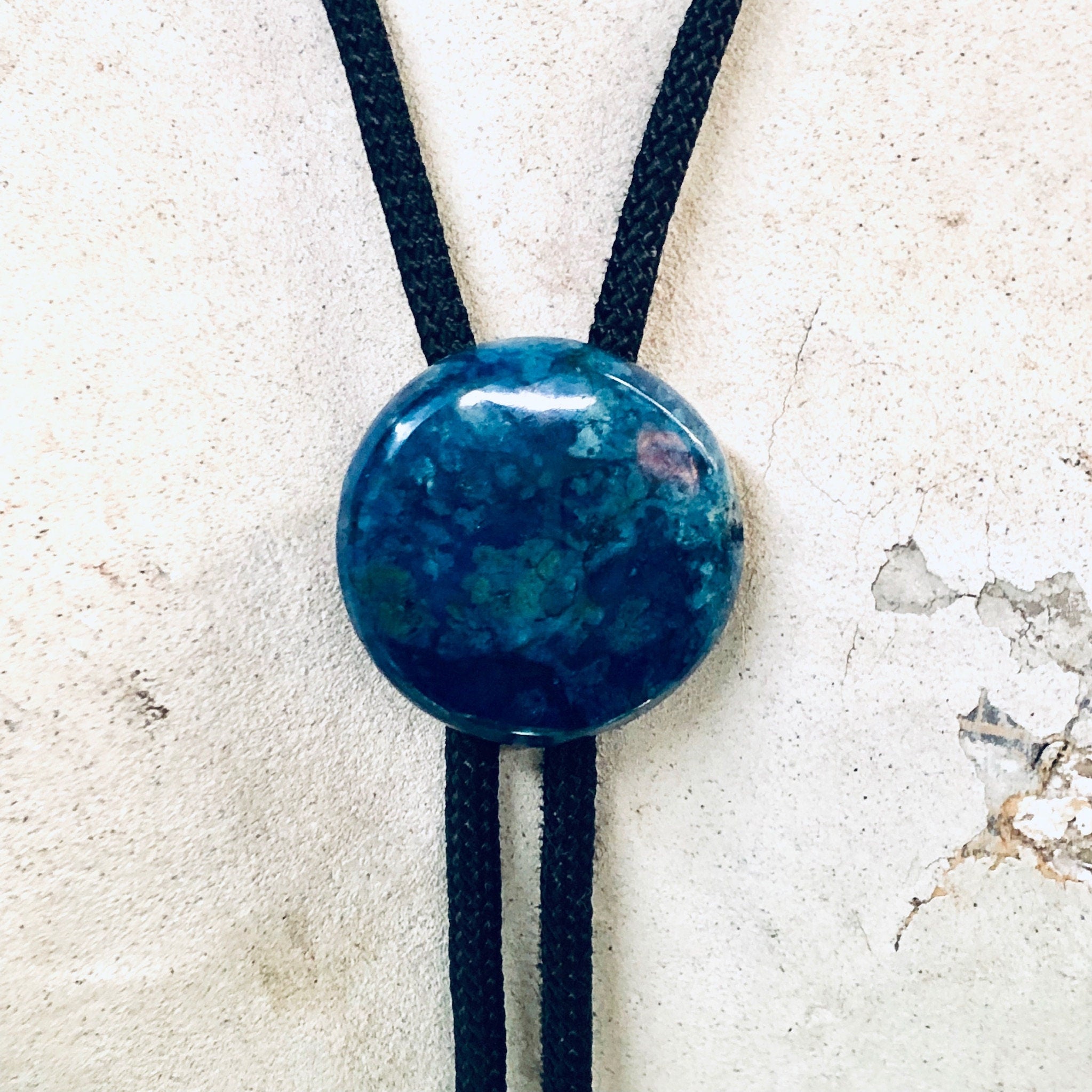 Vintage Bolo Tie, Vintage Jewelry, Bolo Tie, Rope Tie, Blue Stone, Adjustable Tie, Gold Accents, Unique Jewelry, Valentines Day Gift, Blue