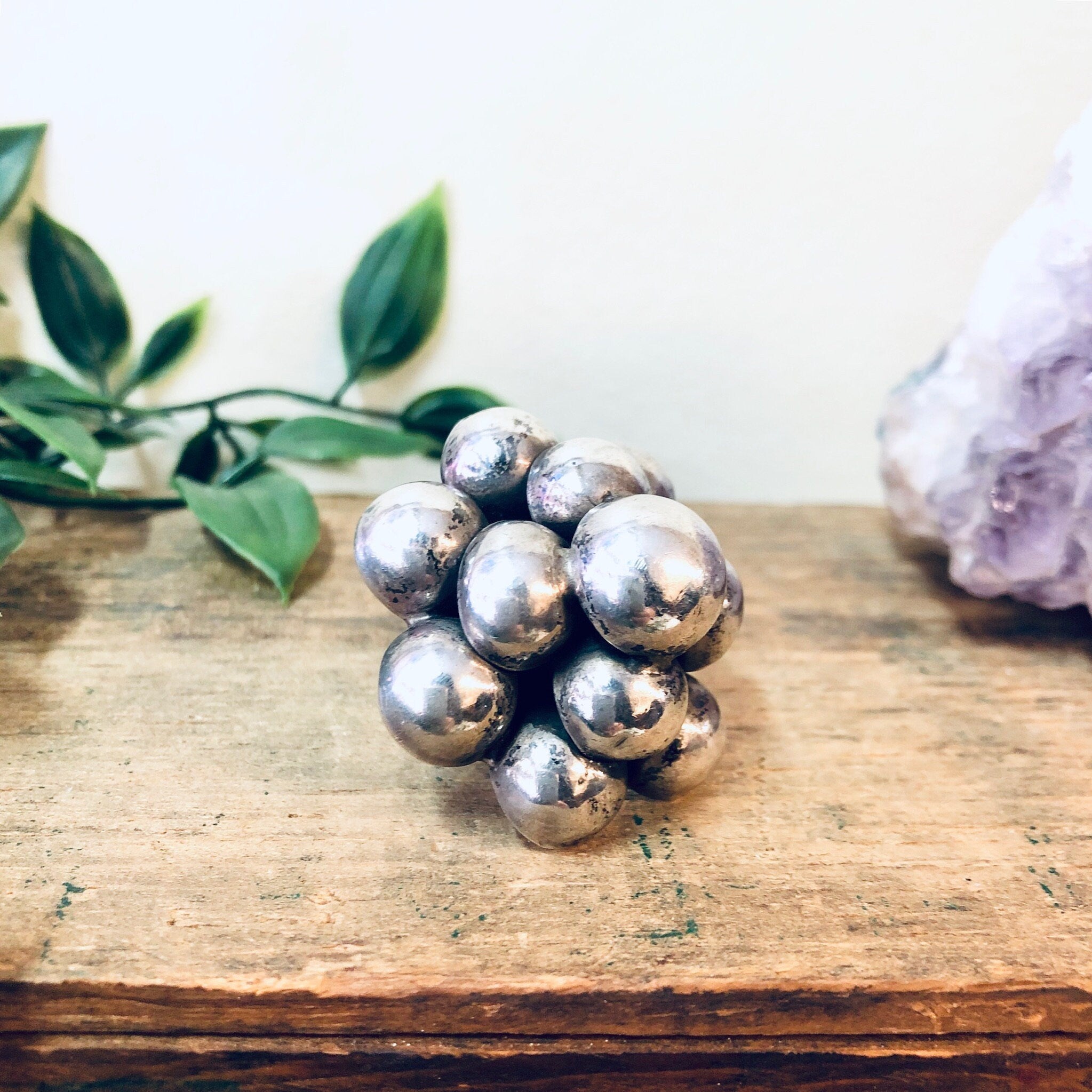 Vintage Silver Ring, Statement Ring, Large Ring, Adjustable Ring, Vintage Jewelry, Ball Ring, Cocktail Ring, 925 Ring, Mexican Silver