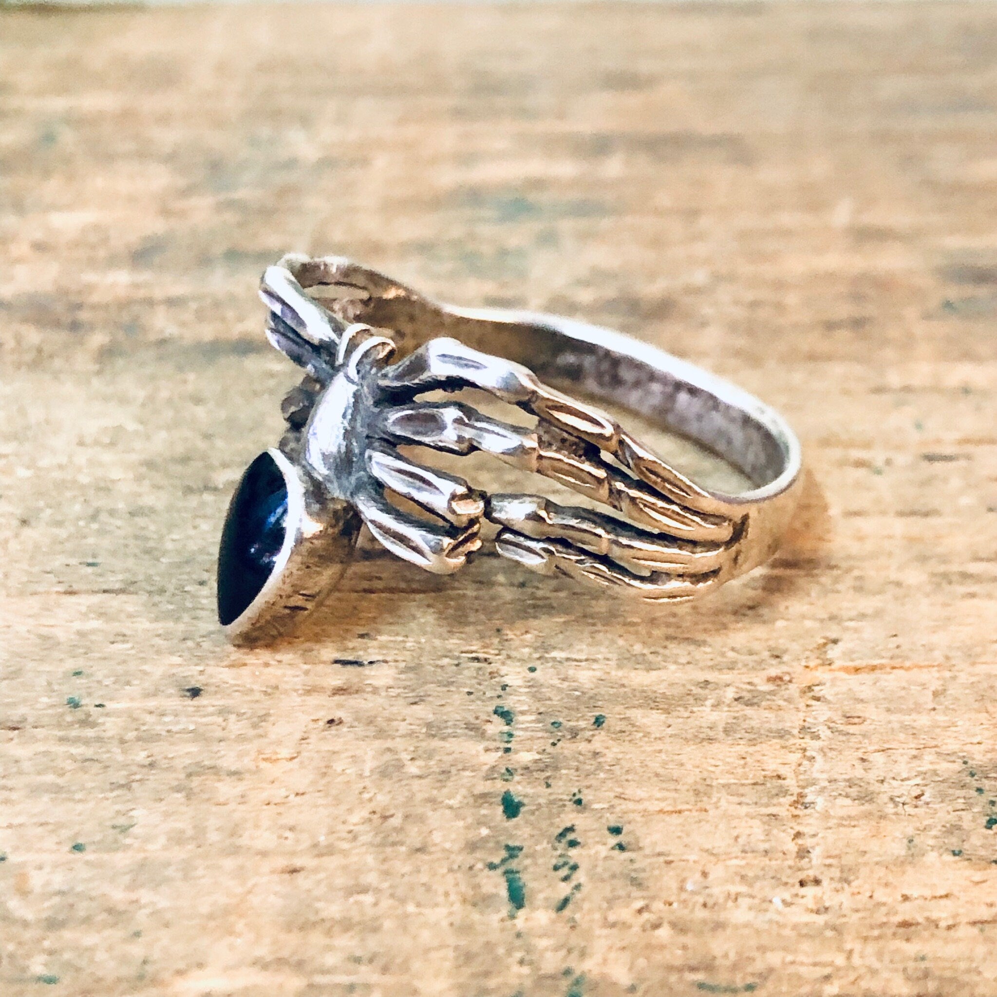 Vintage Silver Ring, Spider Ring, Black Onyx Ring, Vintage Jewelry, Unique Jewelry, Spider Jewelry, Goth Ring, Black and Silver, 925 Ring