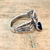 Vintage Silver Ring, Spider Ring, Black Onyx Ring, Vintage Jewelry, Unique Jewelry, Spider Jewelry, Goth Ring, Black and Silver, 925 Ring