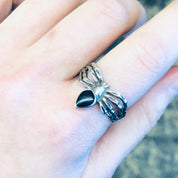 Vintage Silver Ring, Spider Ring, Black Onyx Ring, Vintage Jewelry, Unique Jewelry, Spider Jewelry, Goth Ring, Black and Silver, 925 Ring