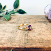 Vintage Gold Ring, Ruby Ring, Ruby Flower Ring, 18 Karat Gold, Yellow Gold Ring, Gold Jewelry, Vintage Jewelry, Red Gold, Engagement Ring