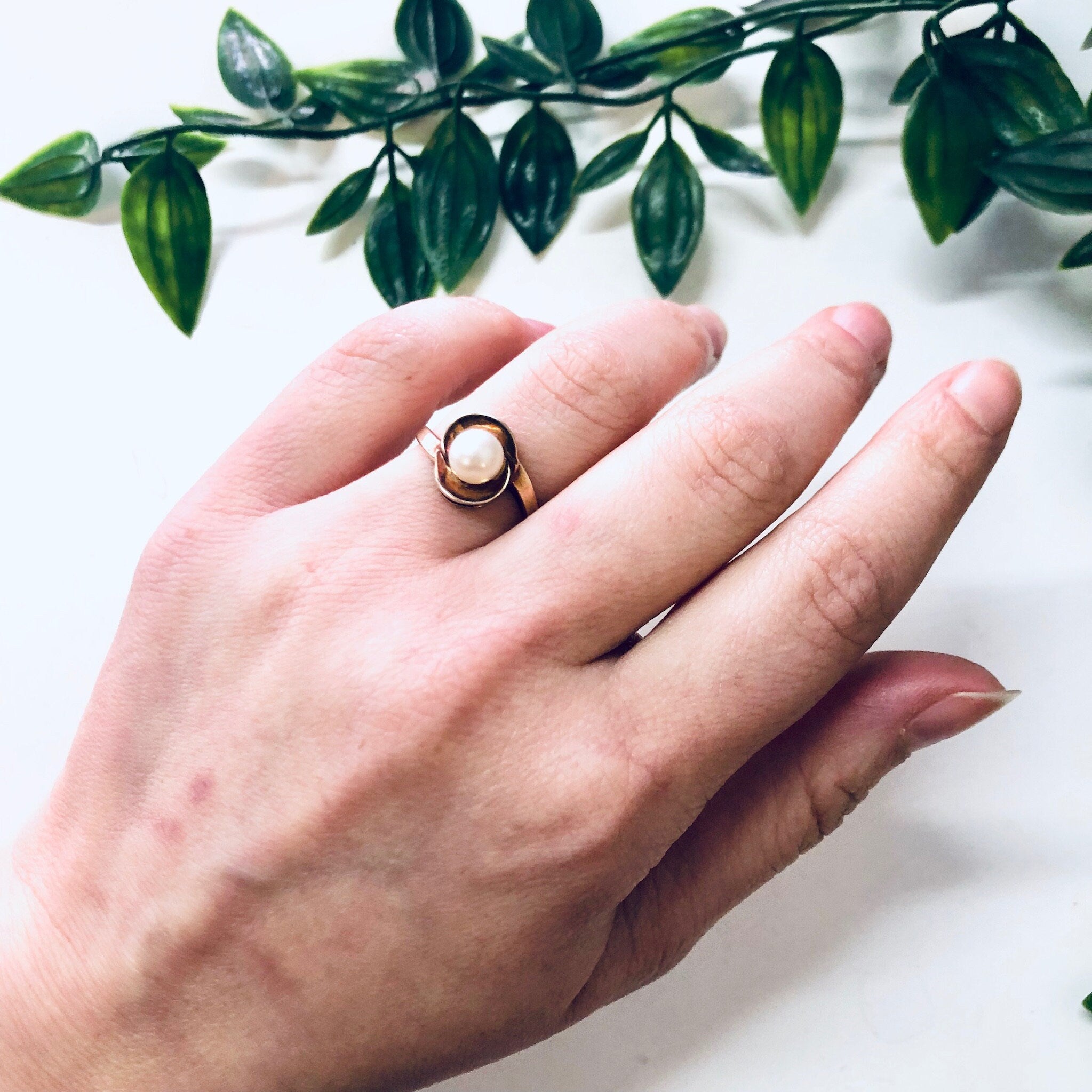 Vintage Gold Ring, 10 Karat Gold Ring, 10K Gold, Yellow Gold Ring, Pearl Ring, Vintage Jewelry, Pearl Jewelry, Gold and Pearl, Vintage Gold